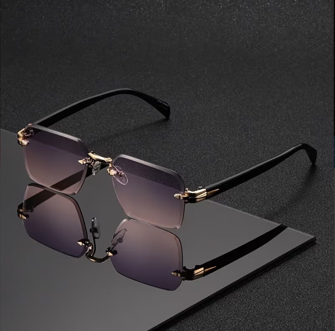 AURA Frameless Beveled Square Sunglasses in Desert Dusk