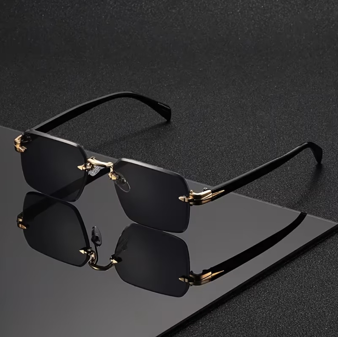 AURA Frameless Beveled Square Sunglasses in Eclipse